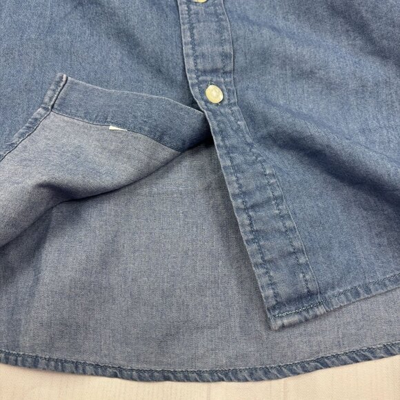 Levis Mens Long-Sleeve Denim Button-Down Shirt Size L Tencel Blend Light Blue - Picture 13 of 13